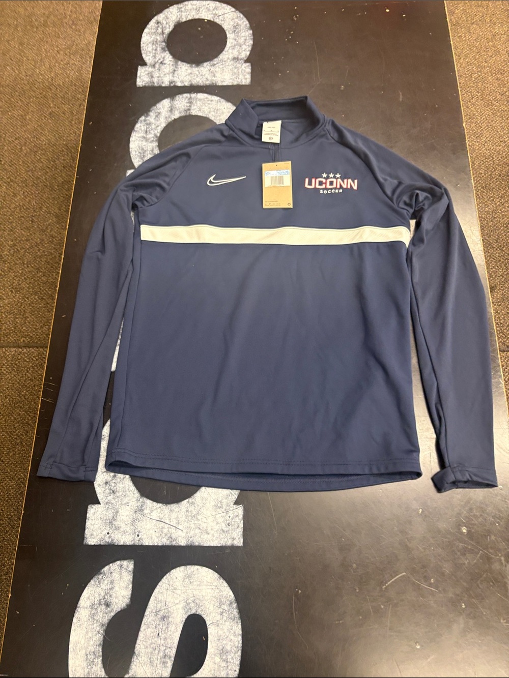 Nike Navy and White UConn Soccer Quarter-Zip Pullover